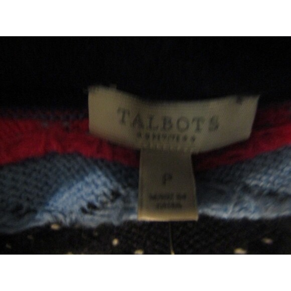 Talbots V Neck Cardigan NWT Scallop Stripe Sweater Button Front Retail $99 Sz SP - Picture 7 of 8